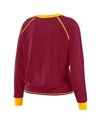 Wear by Erin Andrews Women's Burgundy/Gold Washington Commanders Tie-Front Long Sleeve Top