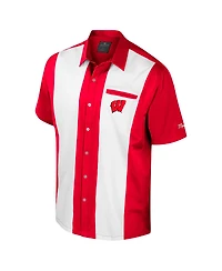 Colosseum Men's Red Wisconsin Badgers Strike Bowling Button-Up Shirt