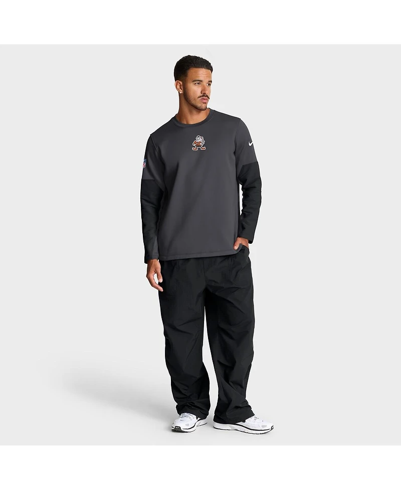 Nike Men's Anthracite Cleveland Browns Sideline Scripted to Win Performance Long Sleeve T-Shirt