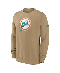 Nike Men's Tan Miami Dolphins Swing Pass Rewind Club Pullover Sweatshirt