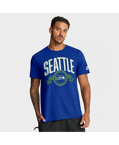 Nike Men's Royal Seattle Seahawks Rewind Front and Back Hit Essential T-Shirt