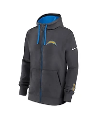 Nike Men's Anthracite Los Angeles Chargers Primetime Club Full-Zip Hoodie