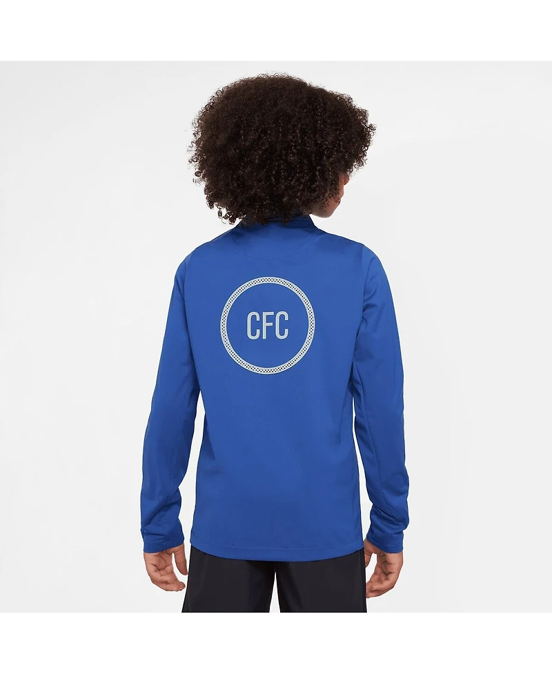 Nike Big Boys and Girls Blue Chelsea 2025/26 Strike Drill Quarter-Zip Long Sleeve Top