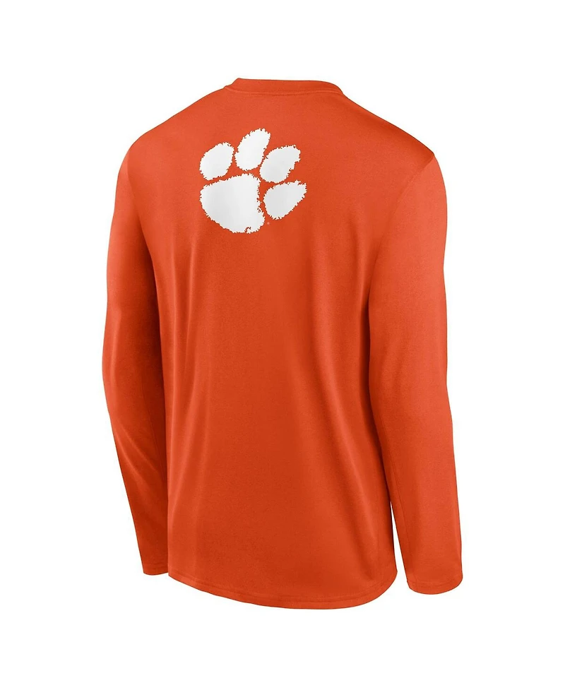 Nike Men's Orange Clemson Tigers Primetime Campus 2-Hit Legend Long Sleeve T-Shirt
