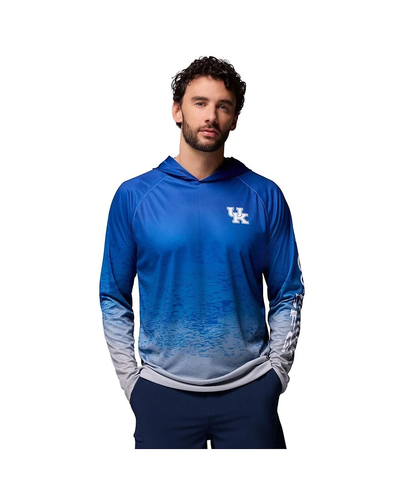 Columbia Men's Royal Kentucky Wildcats Pfg Gradient Water Super Terminal Tackle Hoodie Omni-Wick T-Shirt
