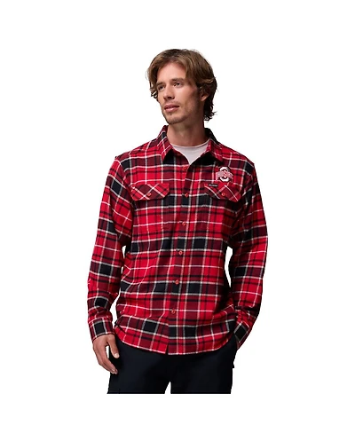Columbia Men's Scarlet Ohio State Buckeyes Flare Gun Omni-Wick Flannel Long Sleeve Button-Up Shirt