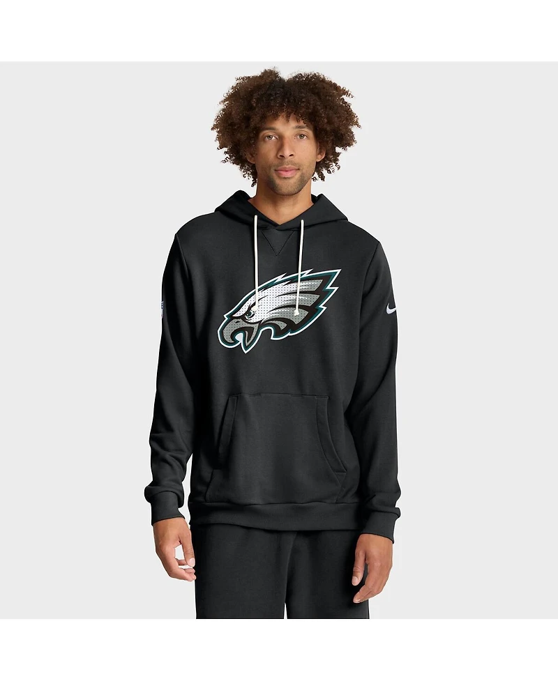 Nike Men's Black Philadelphia Eagles Sideline Standard Issue Initial Home Dri-fit Hoodie