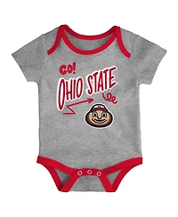 Outerstuff Baby Boys and Girls 3-Piece Ohio State Buckeyes All Day Play Bodysuit Set