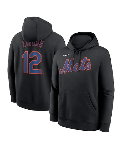 Nike Men's Francisco Lindor Black New York Mets Player Name Number Club Pullover Hoodie
