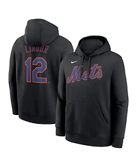 Nike Men's Francisco Lindor Black New York Mets Player Name Number Club Pullover Hoodie