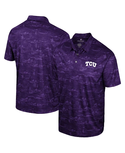 Colosseum Men's Purple Tcu Horned Frogs Daly Print Polo Shirt
