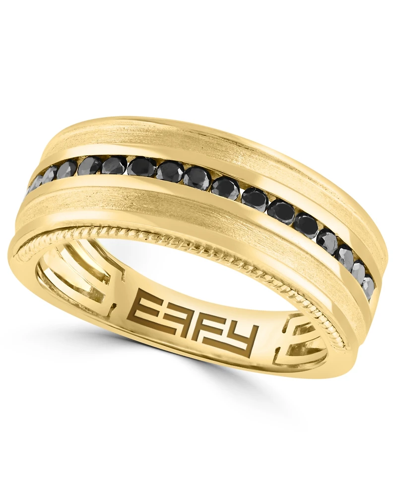 Effy Collection Men's Black Diamond Ring (1/2 ct. t.w.) in 14K Yellow Gold