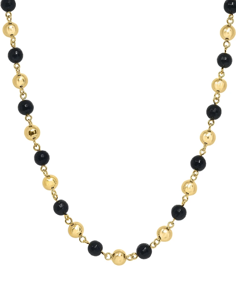 Effy Collection Black Agate Necklace (39 ct. t.w.) in 14k Gold Plated Silver