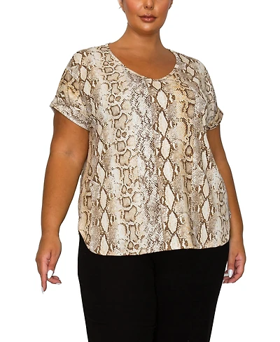 Coin 1804 Plus Python Rolled Short Sleeve Top