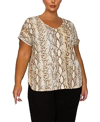 Coin 1804 Plus Python Rolled Short Sleeve Top