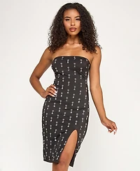 Seni & Cade Juniors' Beaded Satin Strapless Back Midi Dress