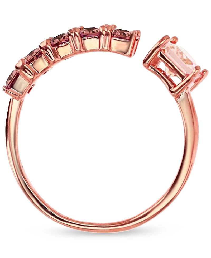 Macy's Morganite Nano (1.81 ct. t.w.) and Cubic Zirconia (0.50 Baguette Ring 14K Rose Gold Over Sterling Silver