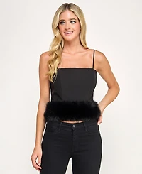 Seni & Cade Juniors' Faux Fur-Hem Top