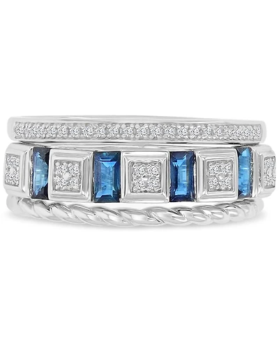 Macy's Diamond (0.129 ct. t.w.) and Blue Sapphire (0.592 Ring Sterling Silver
