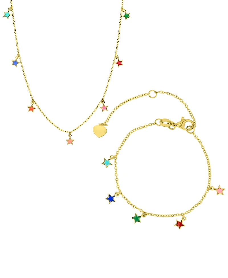 Macy's 2-Pc. Necklace and Bracelet Set in 14k Yellow Gold over Sterling Silver