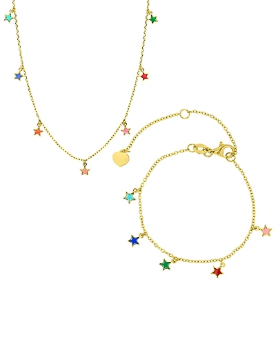 Macy's 2-Pc. Necklace and Bracelet Set in 14k Yellow Gold over Sterling Silver