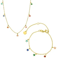 Macy's 2-Pc. Necklace and Bracelet Set in 14k Yellow Gold over Sterling Silver