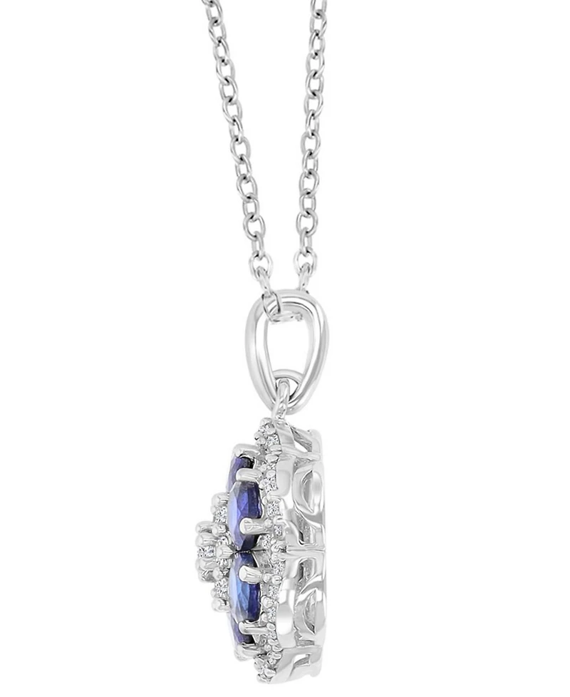 Macy's Blue Sapphire (1.2 ct. t.w.) and White Sapphire (0.47 ct. t.w.) Necklace in Sterling Silver