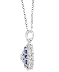 Macy's Blue Sapphire (1.2 ct. t.w.) and White Sapphire (0.47 ct. t.w.) Necklace in Sterling Silver