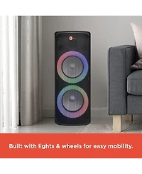 RadioShack 150W Party Tower Pa Speaker with Two 10 inch Woofers, Lights and Wheels For Easy Mobility 4001966