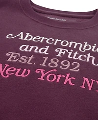 abercrombie kids Girls Multicolor Logo Crew Sweatshirt