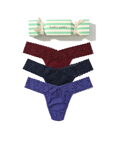 Hanky Panky Women's Low Rise 3 Pack Thong Underwear