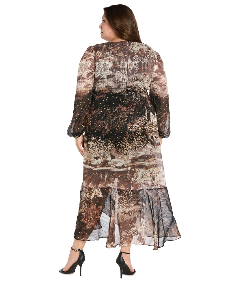 R & M Richards Plus Belted Maxi Dress