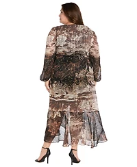 R & M Richards Plus Belted Maxi Dress
