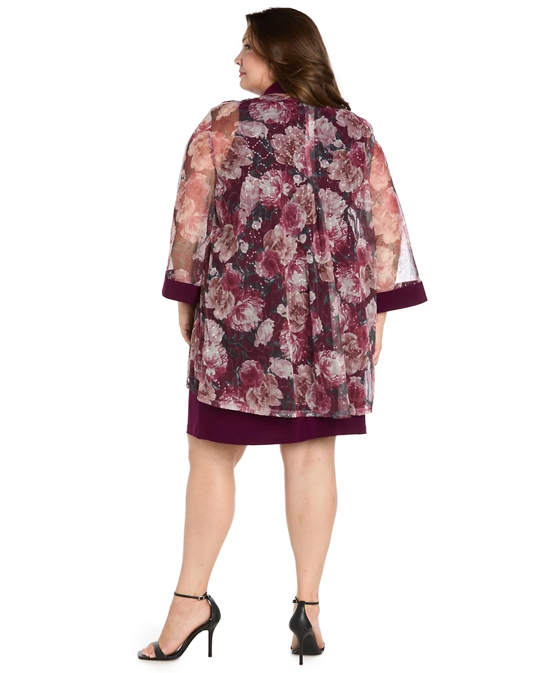 R & M Richards Plus 2-Piece Floral Jacket and Scoop Neck Dress