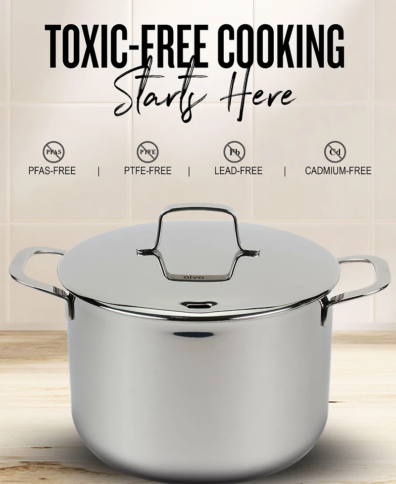 Alva Maestro 4Qt Tri-Ply Stainless Steel Stock Pot with Lid – Induction & Oven Safe