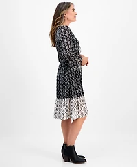 Style & Co Petite Damask Shine Flutter-Sleeve Dress, Macy's Exclusive
