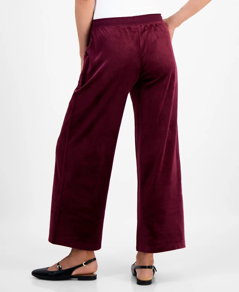 Style & Co Petite Pull-On Wide-Leg Velour Lounge Pants, Macy's Exclusive