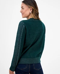Style & Co Petite Shine Cable-Knit Sweater, Macy's Exclusive