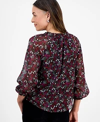 Style & Co Petite Romance Ditsy Shine Top, Macy's Exclusive