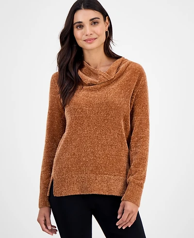 Jm Collection Petite Chenille Cowlneck Sweater, Macy's Exclusive