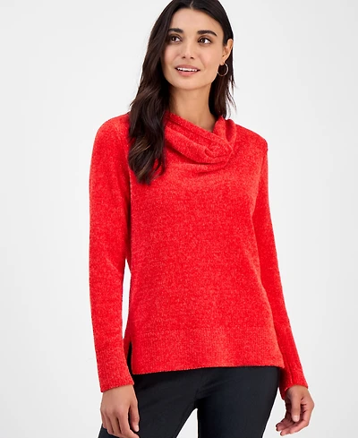 Jm Collection Petite Chenille Cowlneck Sweater, Macy's Exclusive