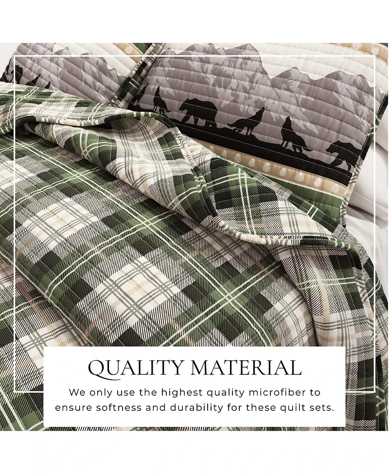 Linery & Co. Mountain Scape & Plaid Microfiber Quilt Set With Shams