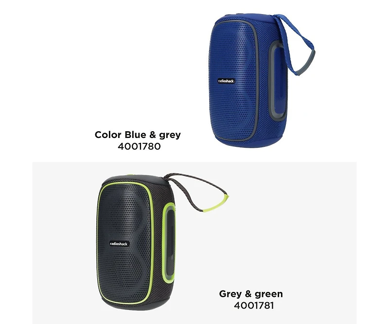 RadioShack 30W Gray and Green Wireless Portable Speaker with Rgb Lights Fm Radio Bluetooth 5.3 4001781