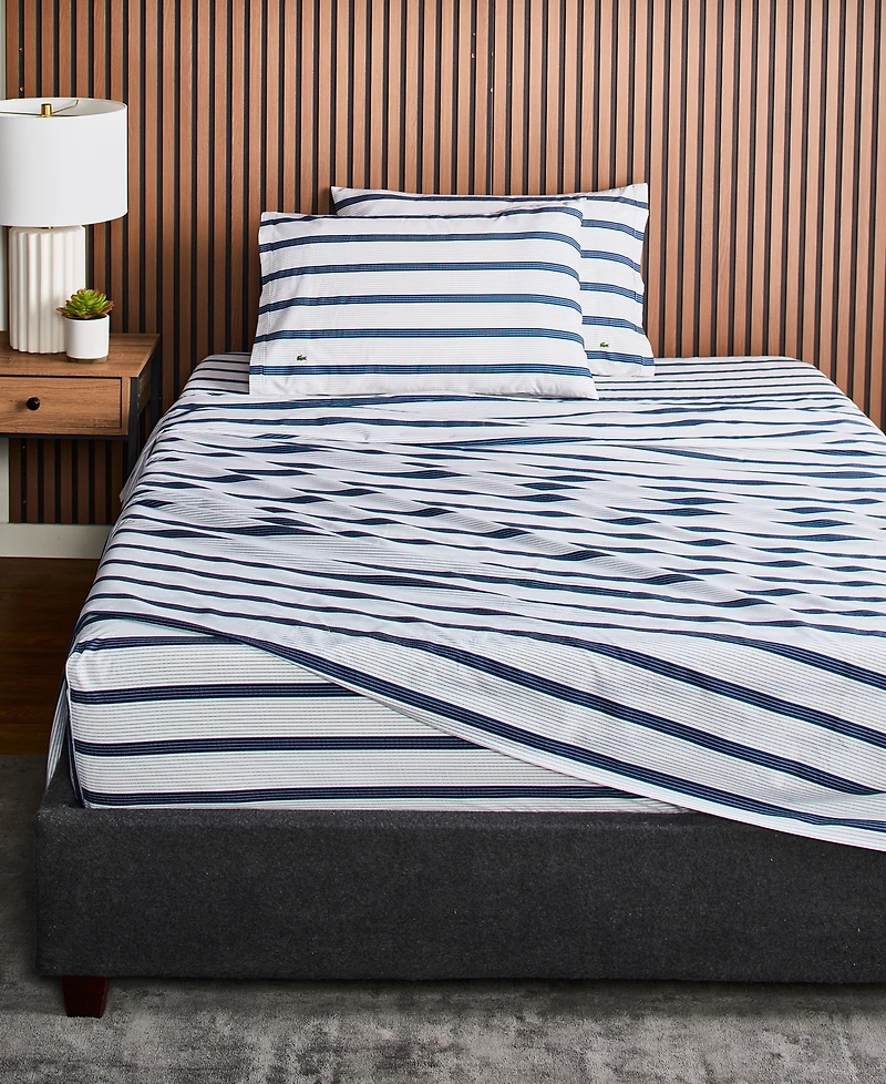 Lacoste Mini Geo Logo 200-Thread Count Cotton 3-Pc. Sheet Set, Twin