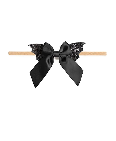 Sweet Wink Baby Girl's Glitter Bat Halloween Coquette Bow Baby Headband