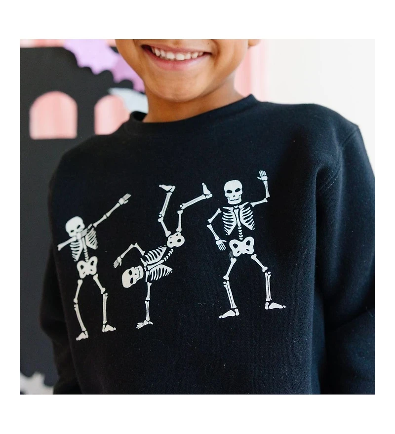 Sweet Wink Little and Big Boys Silly Skelly Glow In The Dark Halloween Sweatshirt