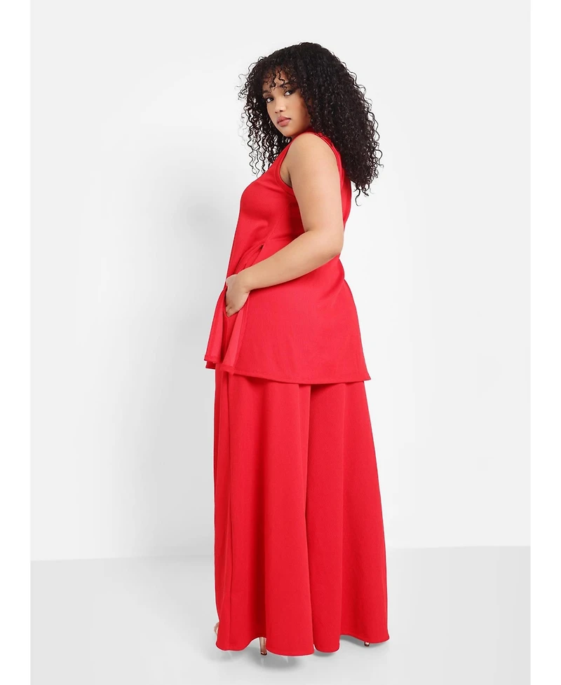 Rebdolls Plus Ribbed Wide Leg Pants W. Pockets