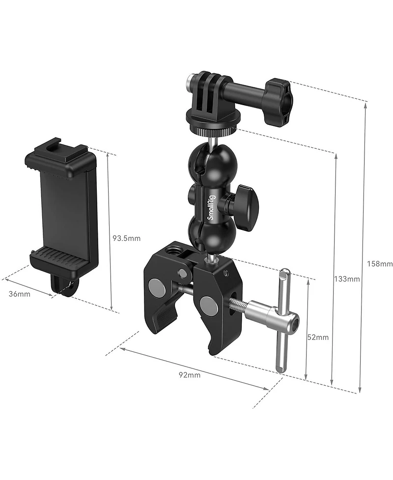 SmallRig Crab-Shaped Super Clamp with Ball Head Magic Arm