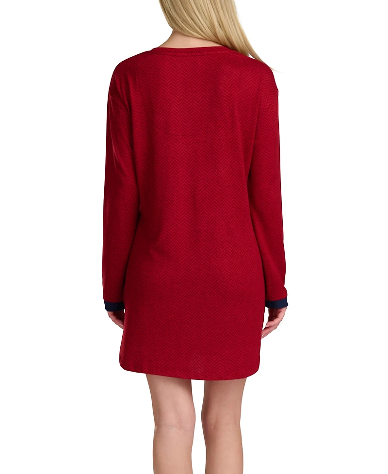 Tommy Hilfiger Women's Long Sleeve Henley Sleepshirt