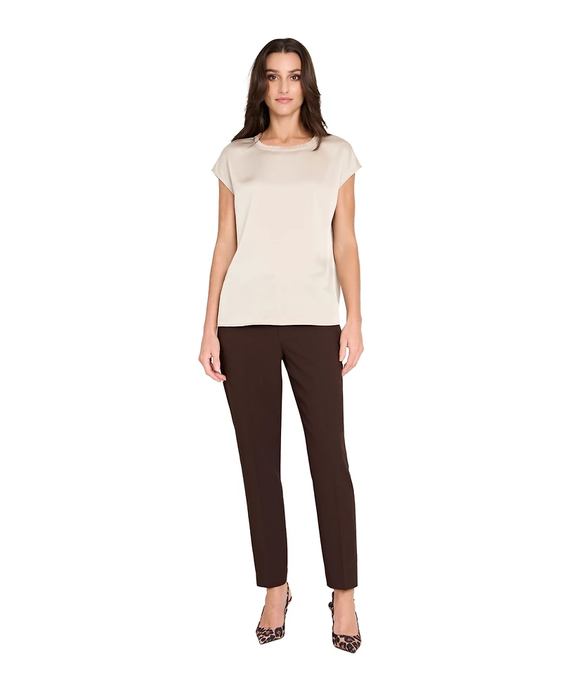 Tahari Asl Women's Fringe Crewneck Top